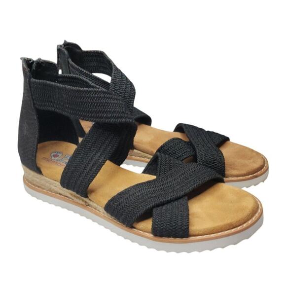 Skechers Womens Desert Kiss Wedge Sandals Size 7 Black Summer Comfort Y2K - Picture 1 of 6